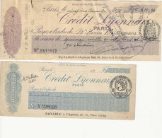 2 CHEQUES SUR DIVERS 4 - Cheques & Traveler's Cheques