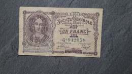 BELGIE  SOCIETE GENERALE DE BELGIQUE     UN FRANC    5-10-1918 - Altri & Non Classificati