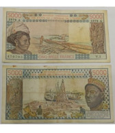 West African States 5000 Francs 1977-1991 P-108A Ivory Coast  Fine Condition - West African States