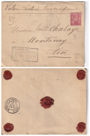 LETTRE. 20 MAI 01. 50c SEUL. CHARGÉ 300Fr.  LYON POUR MONTANAY AIN. VERSO 5 CACHETS CIRE ROUGE B.L - 1898-1900 Sage (Type III)