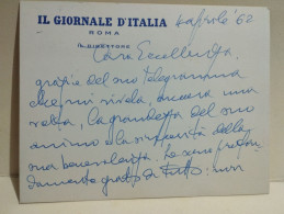 Italia Autografo SANTI SAVARINO Il Giornale D'Italia. Roma 1962 - Schilders & Beeldhouwers