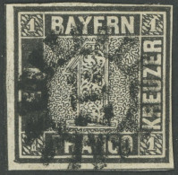 BAYERN 1IIa O, 1850, 1 Kr. Schwarzgrau, Platte 2, MR-Stempel 217, Fotoattest U. Schmitt: Die Marke Ist Oben Und Rechts V - Altri & Non Classificati