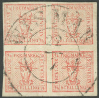 MECKLENBURG SCHWERIN 1 O, 1856, 4/4 S. Graurot, Zentrischer K2 WISMAR, Pracht, Mi. 190.- - Mecklenburg-Schwerin