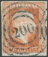 PREUSSEN 1 O, 1851, 1/2 Sgr. Rotorange, Zentrischer Nummernstempel 200 (BUCHHOLZ), Kabinett - Autres & Non Classés