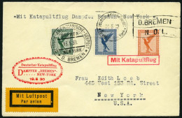 KATAPULTPOST 12b BRIEF, 19.5.1930, &quot,Bremen&quot, - New York. Seepostaufgabe, Prachtbrief - Cartas & Documentos