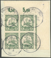 DSWA 25 VB BrfStk, 1906, 5 Pf. Grün, Mit Wz., Im Oberen Rechten Eckrandviererblock, Stempel OTJIWARONGO, Prachtbriefstüc - Africa Tedesca Del Sud-Ovest