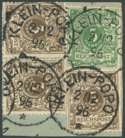 TOGO V 45b,46c BrfStk, 1896, 3 Pf. Mittelbraun, 3-mal Mit 5 Pf. Opalgrün Auf Briefstück, Stempel KLEIN-POPO, Pracht, Kur - Togo
