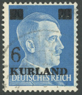 KURLAND 3III O, 1945, 6 Auf 20 Pf. Dunkelkobalt Mit Aufdruckfehler Oberer Bogen Der Wertziffer 6 Abgeflacht, Pracht, Gep - Occupazione 1938 – 45