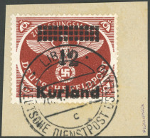 KURLAND 4AIII BrfStk, 1945, Feldpost-Päckchenmarke, Gezähnt, Mit Aufdruckfehler 2 Der Wertangabe 12 Tieferstehend, Prach - Occupazione 1938 – 45