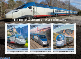 Central Africa 2023 American Speed  Trains, Mint NH, Sport - Transport - Mountains & Mountain Climbing - Railways - Climbing