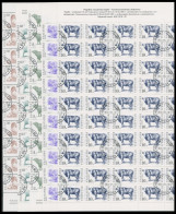 BULGARIEN 3881-84,3885 O, 1991, Haustiere, Je Im Bogen (100) Mit Zentrischen Stempeln, 2x Gefaltet, Pracht, Mi. 450.- - Autres & Non Classés