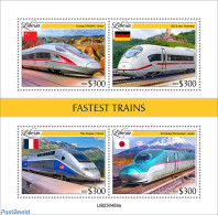 Liberia 2023 FASTEST TRAINS, Mint NH, Sport - Transport - Mountains & Mountain Climbing - Railways - Climbing