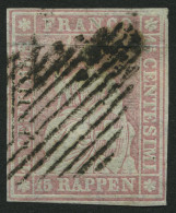 SCHWEIZ BUNDESPOST 15IIAzm O, 1857, 15 Rp. Rosa, Berner Druck II,(Zst. 24F), Teils Etwas Fette Raute, Breitrandig Pracht - Altri & Non Classificati
