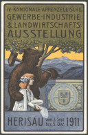 SCHWEIZ BUNDESPOST 113 BRIEF, Hersau 1911, Offizielle Postkarte Von Der IV. Kantonale Appenzellische Gewerbe-Industrie & - Altri & Non Classificati