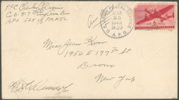 US-FLUGPOST 25.3.1943, Algerien, Luftfeldpostbrief (Marke Fehlerhaft), Kurz Vor Der Einkesselung (7.4.) Der Reste Des Af - Autres & Non Classés