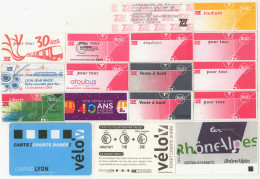 France. Lyon. TCL. Bus, Metro. 17 Tickets Different - Europe