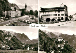 Vaduz Kirche Platz Burg Teilansicht - Liechtenstein