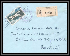 7644 Lettre Recommandé Cover Bouches Du Rhone Pa Poste Aerienne N°35 Cachet Rouge Marseille Saint Marcel 1970 - Army Postmarks (before 1900)