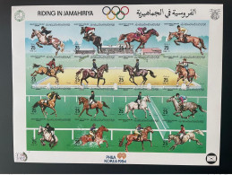 Libye Libya 1984 IMPERF ND Mi. 1411 - 1426 Bogen Sheet Riding Jamahiriya Cheval Horse Pferd Phila Korea Olympic Games - Libye