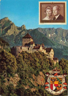 Briefmarken Auf Postkarte Timbres Postage Francobollo-- Fuerstenpaar Schloss Vad - Briefmarken (Abbildungen)