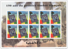 Guinée Guinea 1999 Mi. 2464 Feuillet Kleinbogen 150 Ans Du Premier Timbre Français Hologramm Hologramme - Hologrammes