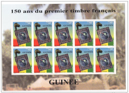 Guinée Guinea 1999 Mi. 2464 NON DENTELE IMPERF Kleinbogen 150 Ans Premier Timbre Français Hologramm Hologramme - Hologrammes