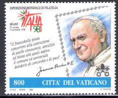 1998 Vaticano - Emissione Congiunta Con San Marino Ed Italia "Giornata Del Francobollo E Del Collezionismo" - 1 Val MNH* - Emissions Communes