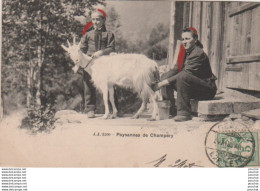SUISSE - PAYSANNES DE CHAMPERY - TRAITE D UNE CHEVRE - EN 1905 -( 2 SCANS ) - Champéry