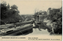 Mornimont-Moustier-sur-Sambre Pont De Sambre Avec Péniches Circulée En 1907 - Jemeppe-sur-Sambre
