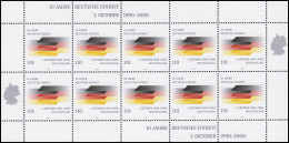 2142 Deutsche Einheit Und Deutsche Staatsflagge - 10er-Bogen ** - 1991-2000