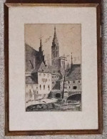 Dessin (encre De Chine ?) 13 X 20 Cm Signé ANDRE (Giroud Qui A Vécu En Isère Dans Les Années 1920)  Grenoble ? - Oils