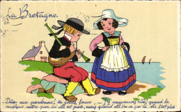 CPA Folklore Costume Bretons - Music