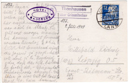 SBZ 1949, Landpoststempel 10 THONHAUSEN über Crimmitschau Auf Karte M. 12 Pf. - Covers & Documents