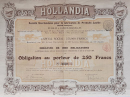 Hollandia - Société Néerlandaise Pour La Fabrication De Produits Lactés - Laeken - 1903 - Obligation - Agriculture