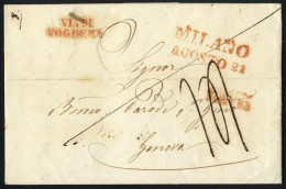 Cover 1840/1850, 5 Lettere, Quattro Da Milano Per Genova (una "VIA DI/VOGHERA" Del 1840) O Torino, Una Da Trieste E Vene - Lombardy-Venetia