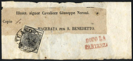Cover 1850, Fascetta Da Milano Il 3.11 Per S. Benedetto Affrancata Con 10 Cent Nero, Sass. 2 - Lombardy-Venetia