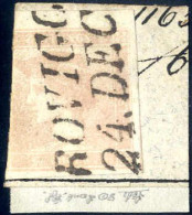 Piece 1851, ROSA MERKUR Zu 30 Kreuzer Hellrosa Auf Kleinem Briefstück, Sauber Entwertet Mit "ROVIGO / 24. DEC. (Lombarde - Lombardy-Venetia