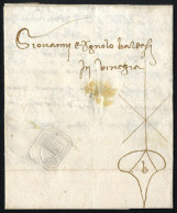 Cover 1459, Lettera Commerciale "Daferrara" Con Stemma Del Duca Nicolò D'Este, Segno Di Commerciante Kaufmannschaftsbrie - Papal States