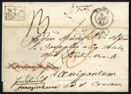 Cover 1851, Lettera "Francescana" Da Roma Del 5.12 Per Innsbruck (in Transito Per Vienna), Tassata, Descrizione Dettagli - Papal States