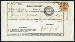 Cover 1851, Retour=Recepisse  Im Ortsbereich Von Prag Am 19.5. Mit 6 Kr. Stempelsignette Und Frankiert Mit 3 Kr. Rosa Ha - Other & Unclassified