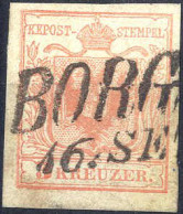 O 1854, 3 Kr. Tomatenrot MP, Gravurtype 1:0, Entwertet Mit "BORG (0)/ 16.SE(T)", Einwandfreie Erhaltung, Attest Goller ( - Other & Unclassified
