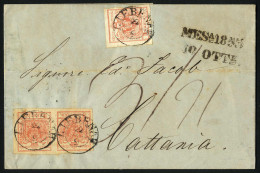 Cover 1855, Brief Vom 22.9.1855 Von Liebenau über Neapel Und Messina Nach Catania, Frankiert Bis Zur österr. Grenze Mit  - Other & Unclassified