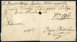 Cover 1856, Eingeschriebener Amtsbrief Von Koszupalyi Am 21.8. Nach Nyir Bator, Nur Mit Rückseitiger Rekogebühr 6 Kr. Br - Other & Unclassified