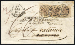Cover 1858, Brief Der Zweiten Gewichtsstufe Vom 25.5.1858 Von Triest Nach Livorno (28.5.), Frankiert Mit Einem Waagrecht - Other & Unclassified