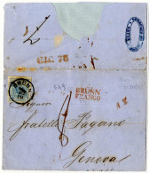 Cover 1852, Brief Vom 20.10.1852 Von Brünn Nach Genua, Für Österreich Frankiert Mit 9 Kr. Blau HP Type III, Rigsum Breit - Other & Unclassified