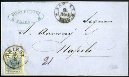 Cover 1852/6, Lot Zwei Briefe Von Triest Ins Königreich Neapel, Jeweils Frankiert Mit 9 Kr. Blau Bis Zur österr. Grenze  - Other & Unclassified
