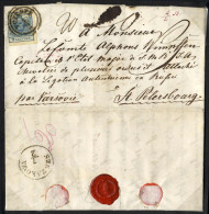 Cover 1853, Brief Von Triest Am 4.2. Nach St. Petersbourg über Szcakowa, In Bar 20 Kr. Bezahlt Und Das Inlandsporto Von  - Other & Unclassified