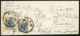 Cover 1854, Damenbriefchen Von Wien Am 15.3. Nach Warschau, Frankiert Mit Zwei 9 Kr. Blau, ANK 5 - Other & Unclassified