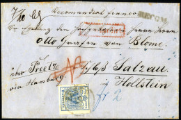 Cover 1854, Eingeschriebener Brief Von Pesth Am 10.6. über Preetz Und Hamburg Nach Holstein Frankiert Mit 9 Kr. Blau Und - Other & Unclassified