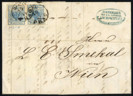 Cover 1855, Brief Von Prag Am 15.11. Nach Wien, Frankiert Mit Paar 9 Kr. Blau Type IIIb Handpapier, ANK 5 HP - Other & Unclassified